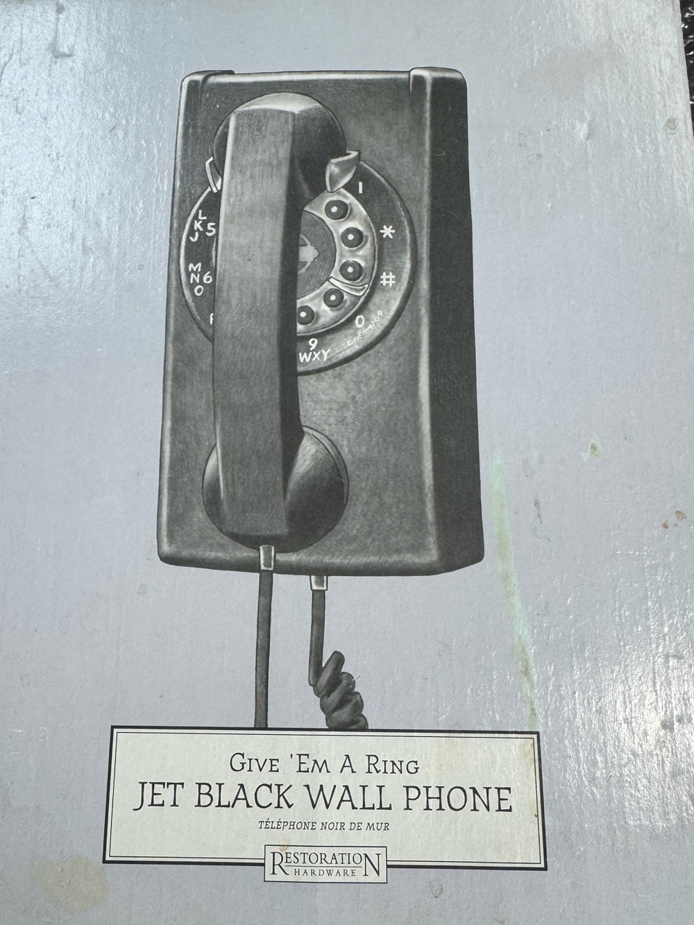 Restoration Hardware “Give em a Ring” Retro Wall Phone - Matte Black Rotary